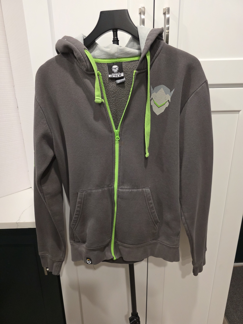 J!NX Men's Gray Zip Hoodie Jacket with Neon Green Trim